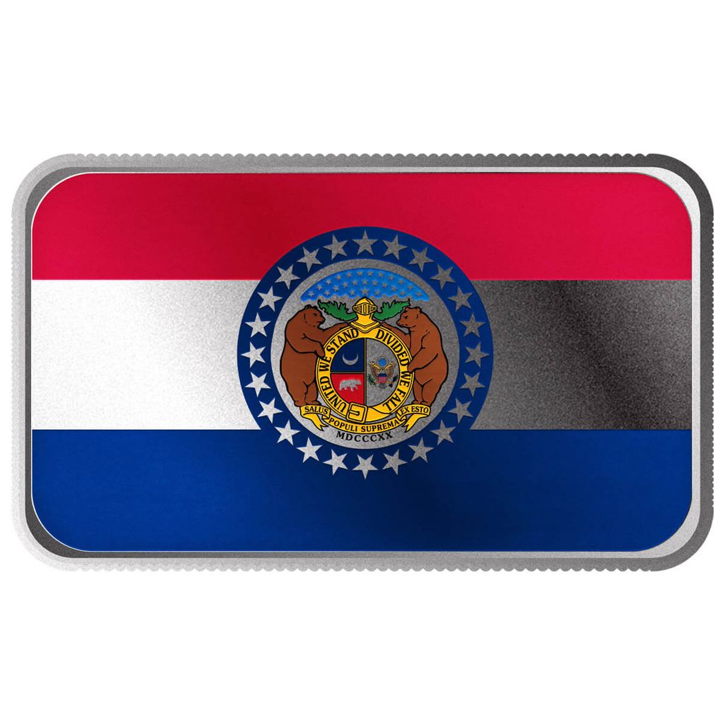 Shop Missouri State Flag 1 Troy Ounce 999 Fine Silver Color Bar.