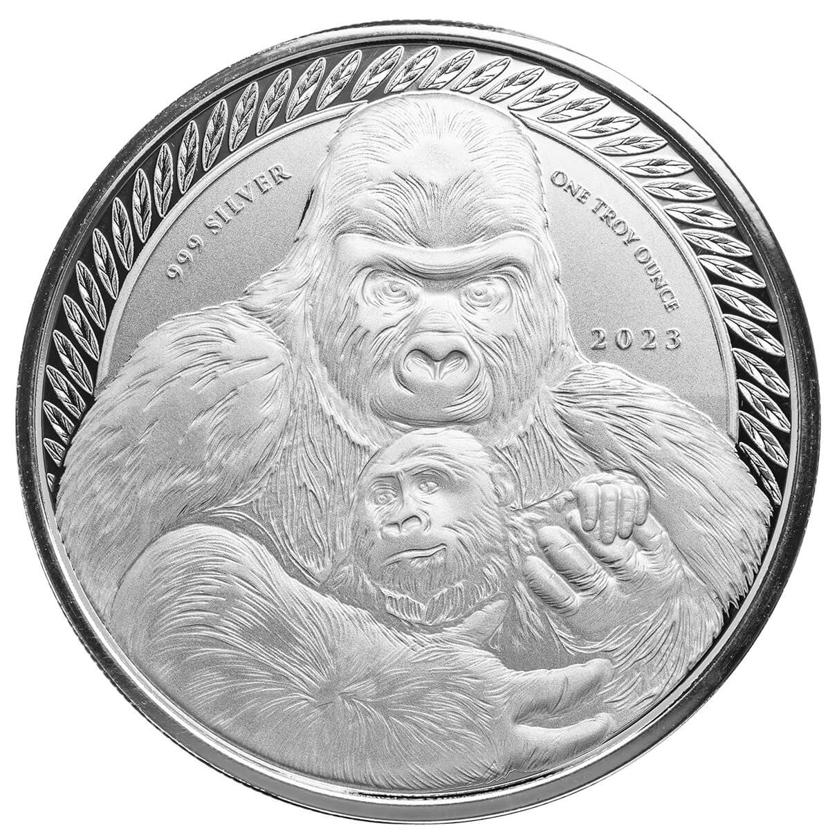 2023 Congo Silverback Gorilla 1 oz Silver Proof Like Coin