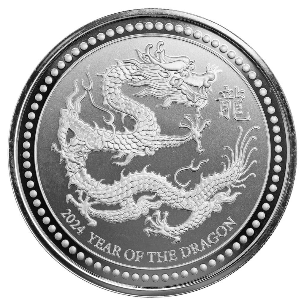 2024 Samoa Lunar Year of the Dragon 2 oz Silver Proof Like Coin