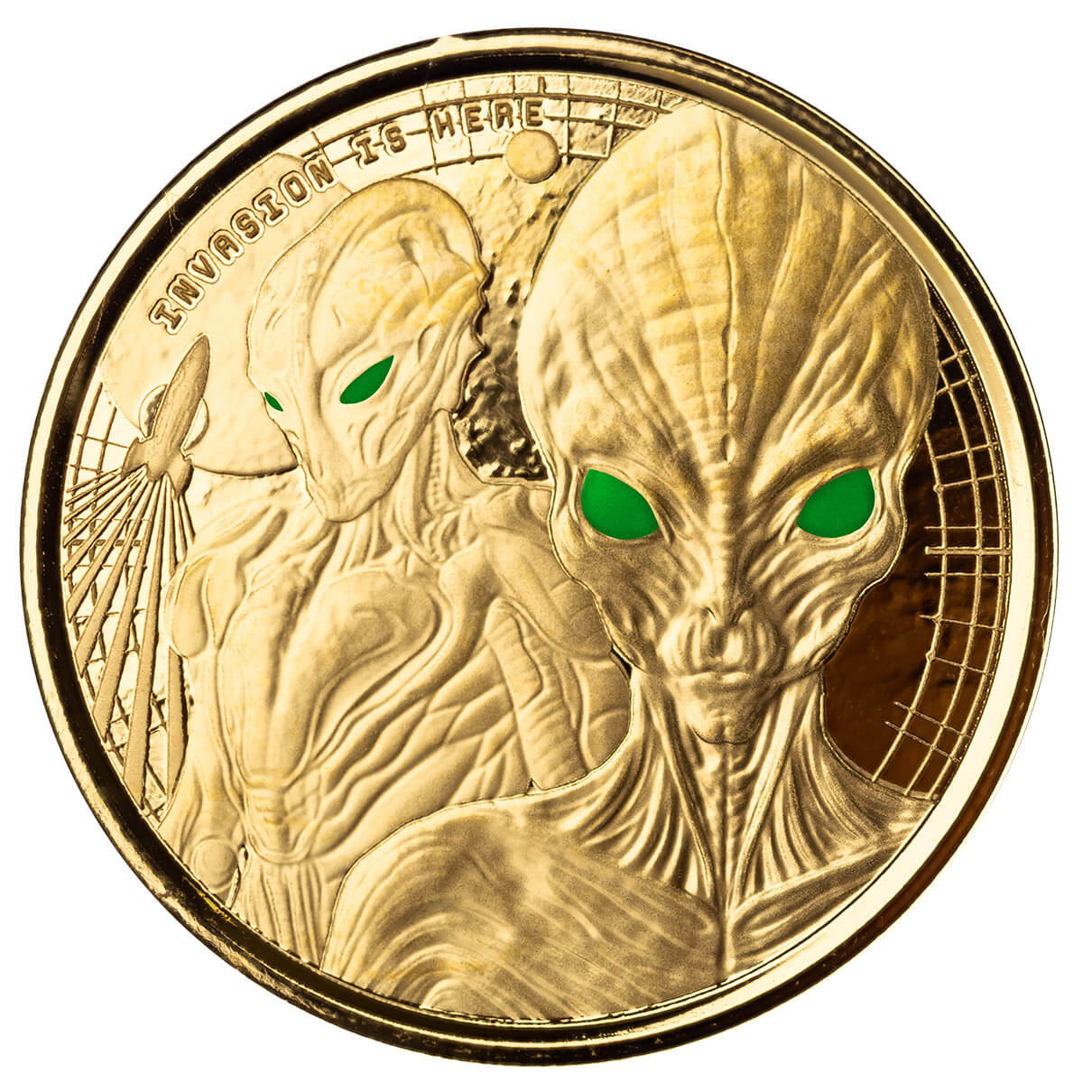 2023 Ghana Alien Invasion 1 oz Gold Proof with Color Coin