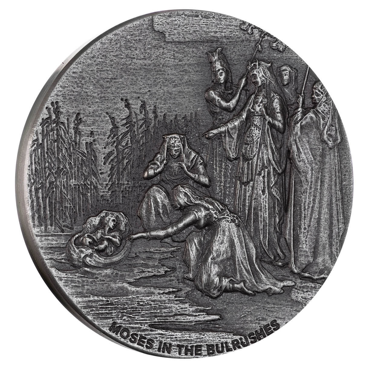 2023 Biblical Series | Moses in the Bulrushes 2 oz Silver Antique Coin